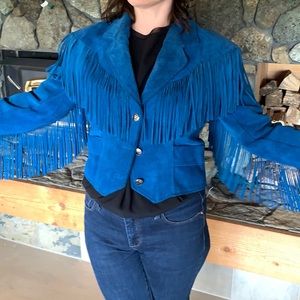 Pioneer Wear Teal Fringe Suede Jacket